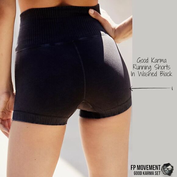 FP MOVEMENT GOOD KAMRA SET HIGH-NECK LAYER + RUNNING SHORTS IN WASHED BLACK XS/S - Picture 10 of 15